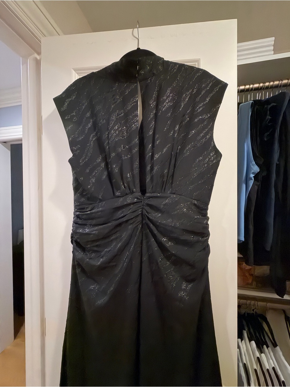 Ramy Brook Black Lurex Plunging High-Low Gown - Picture 8 of 8